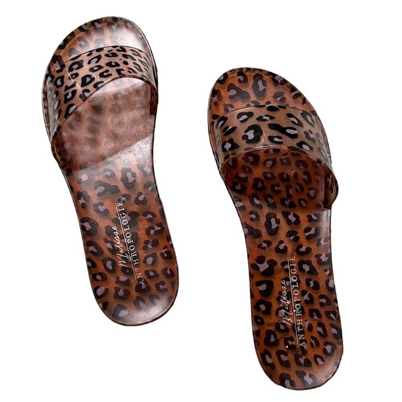Matisse Anthropologie Leopard Jelly Slides Sandals - Picture 4 of 11